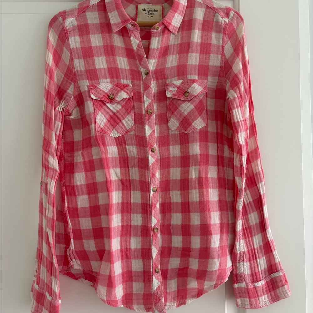 Abercrombie & Fitch Pink and White Checkered Shirt
